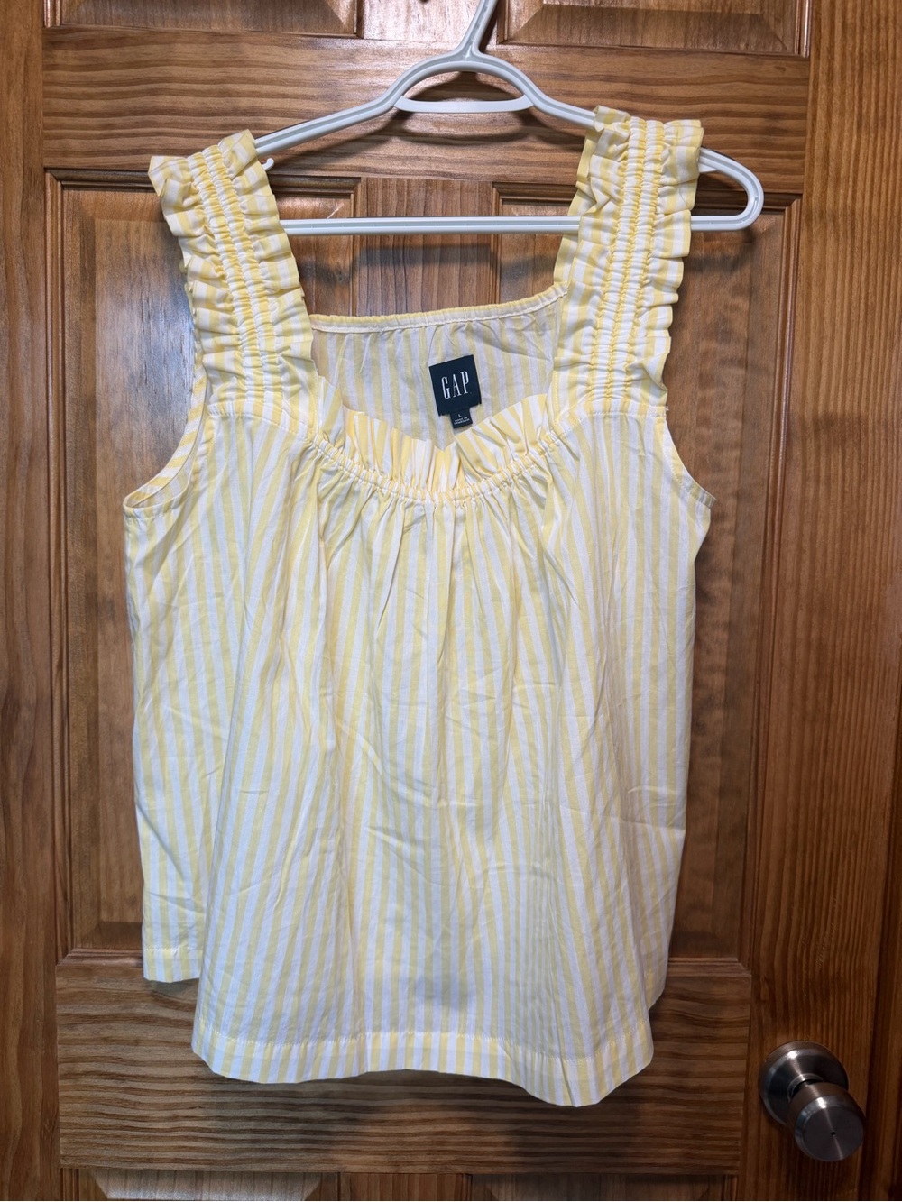 NWT GAP Cotton Yellow Stripe Ruffle Tank Top